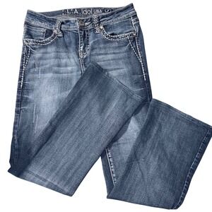 L.A Idol Jeans USA Womens 7 Bootcut Embellished Denim Rhinestone Western Cowgirl
